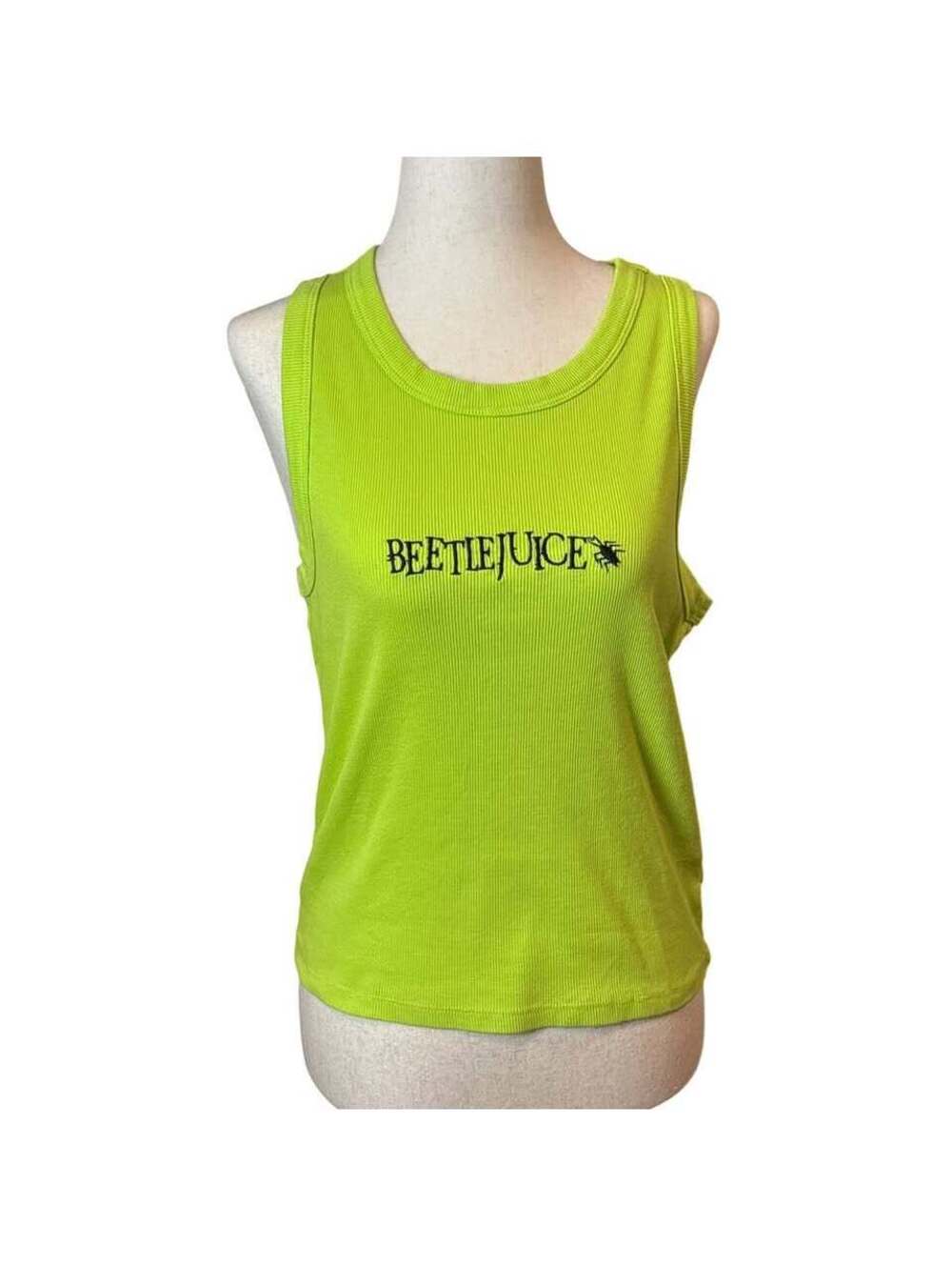 Beetlejuice Green Ribbed Tank Top Sleeveless Womens Size Large (12/14)